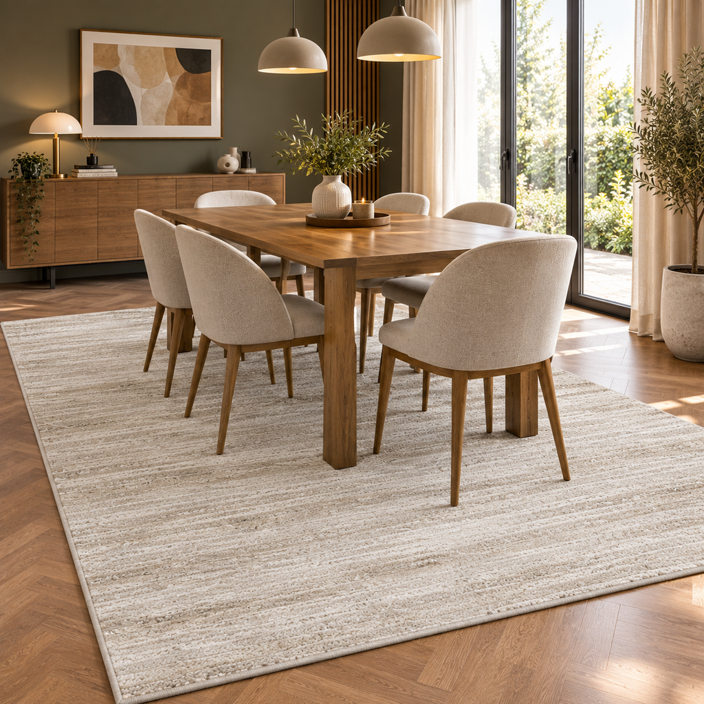 Tapis LÉNA — Tapis beige texturé au design contemporain