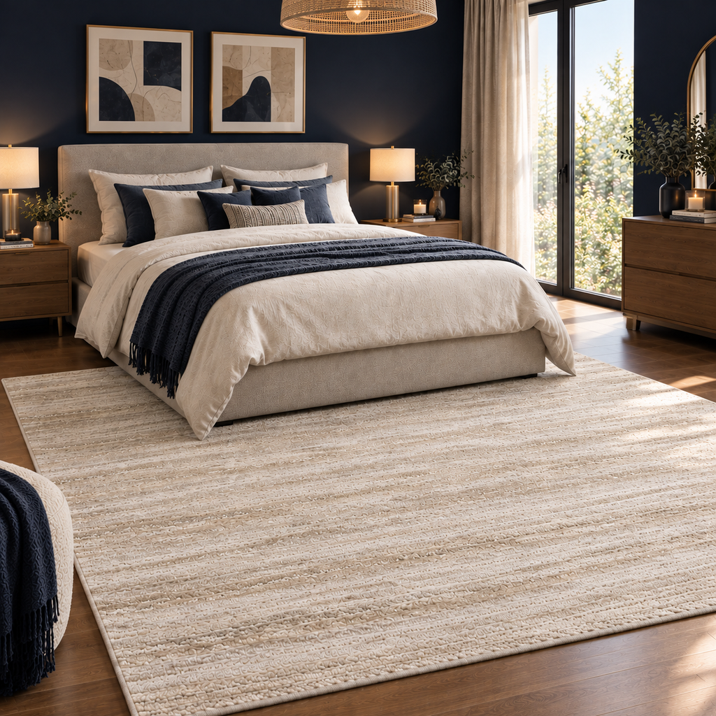 Tapis LÉNA — Tapis beige texturé au design contemporain