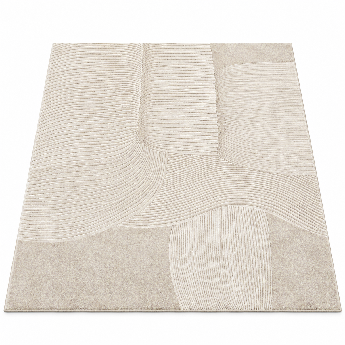 Tapis ELYA — Tapis beige écru aux lignes organiques en relief