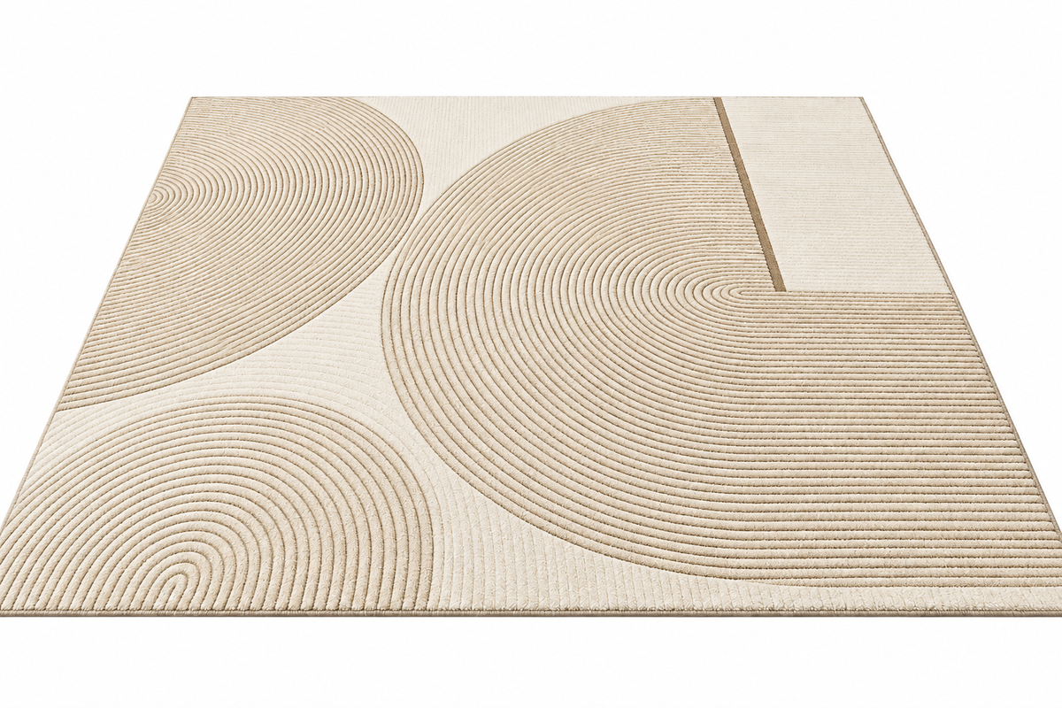 Tapis SUNA — Tapis beige sable avec motif en relief