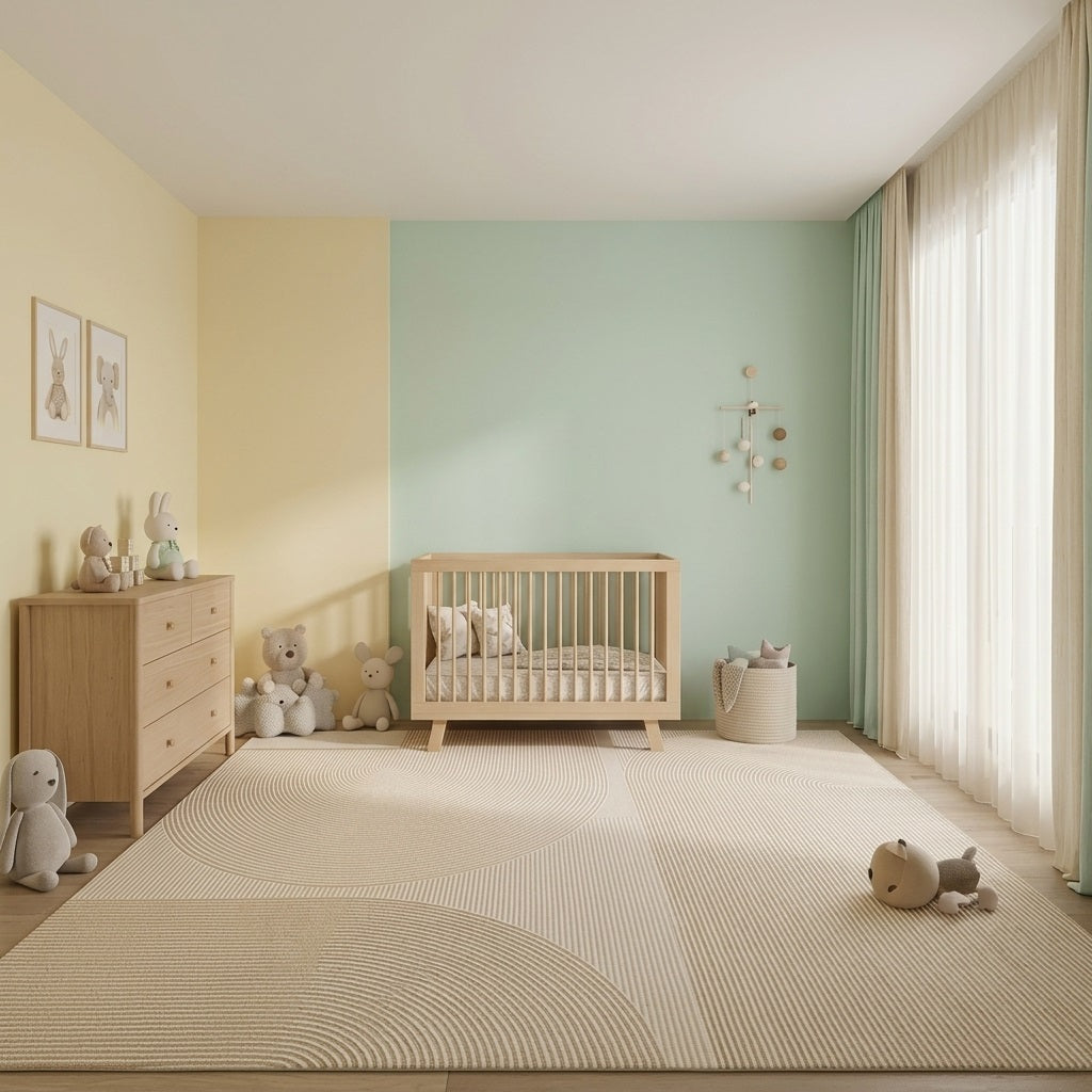 Tapis LUNA — Tapis beige crème à motif graphique en relief