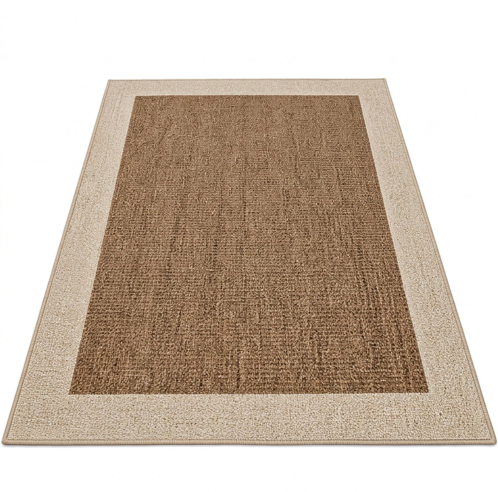 Tapis NORA — Tapis beige et marron à bordure élégante