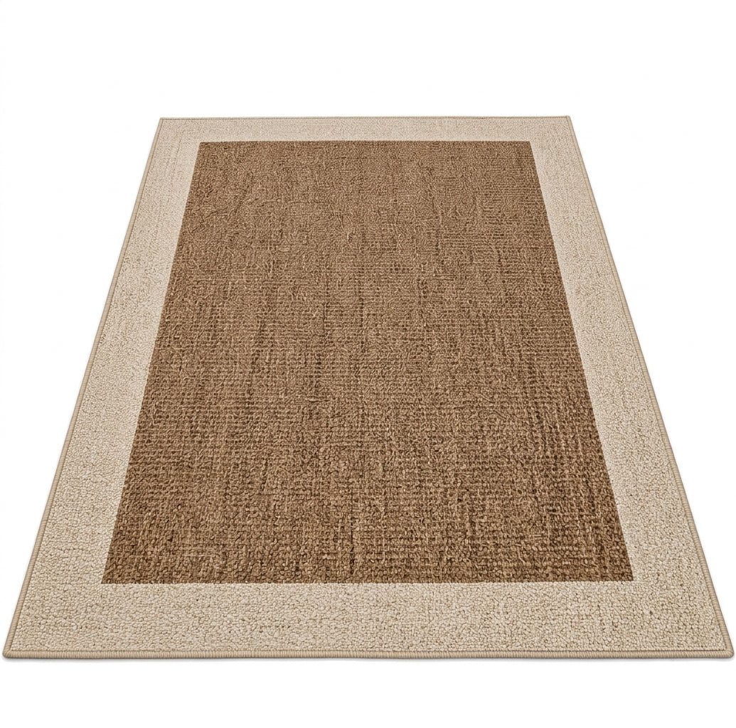 Tapis NORA — Tapis beige et marron à bordure élégante