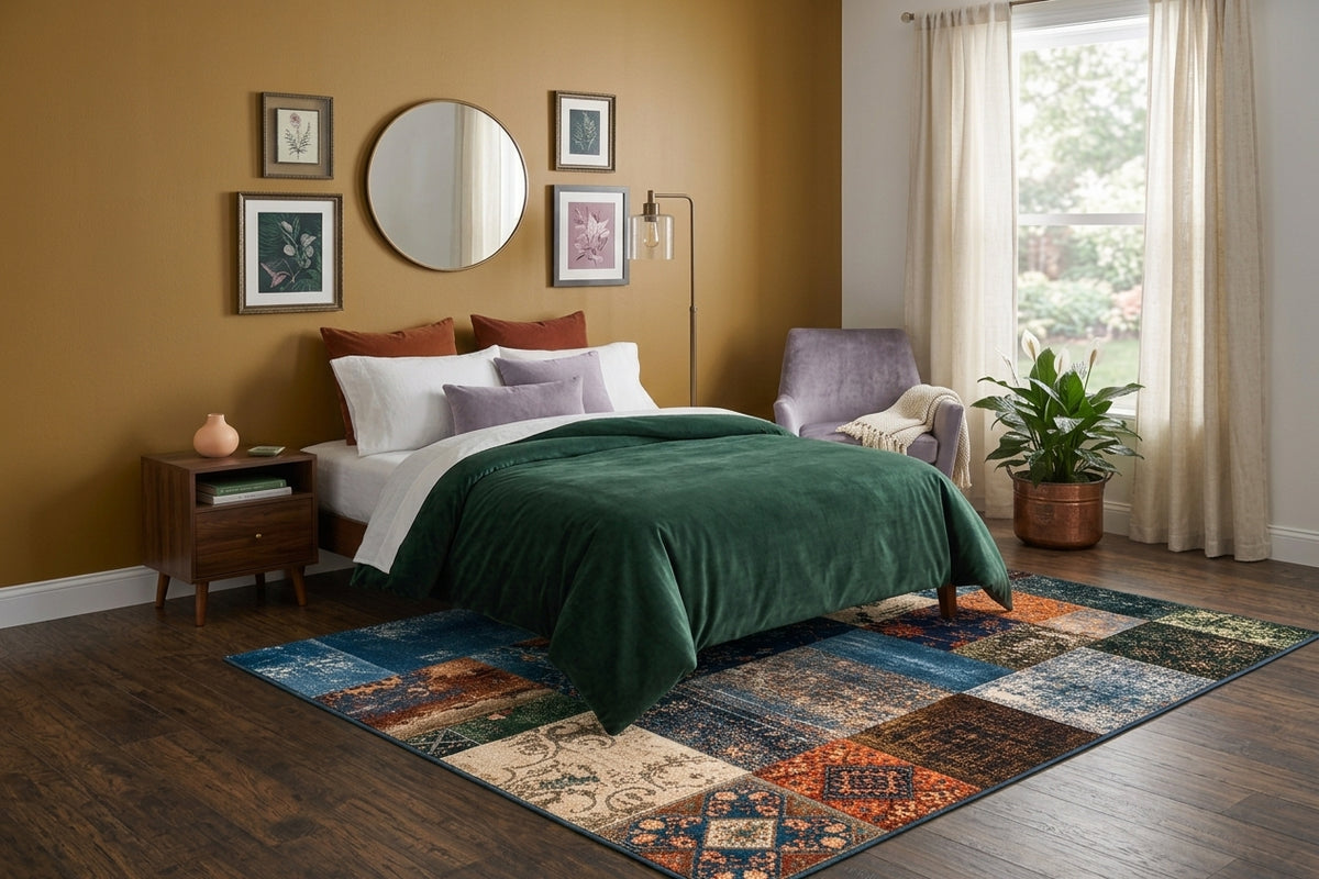 Tapis MAYA — Tapis patchwork multicolore aux motifs vintage
