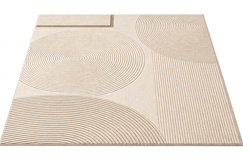 Tapis LUNA — Tapis beige crème à motif graphique en relief