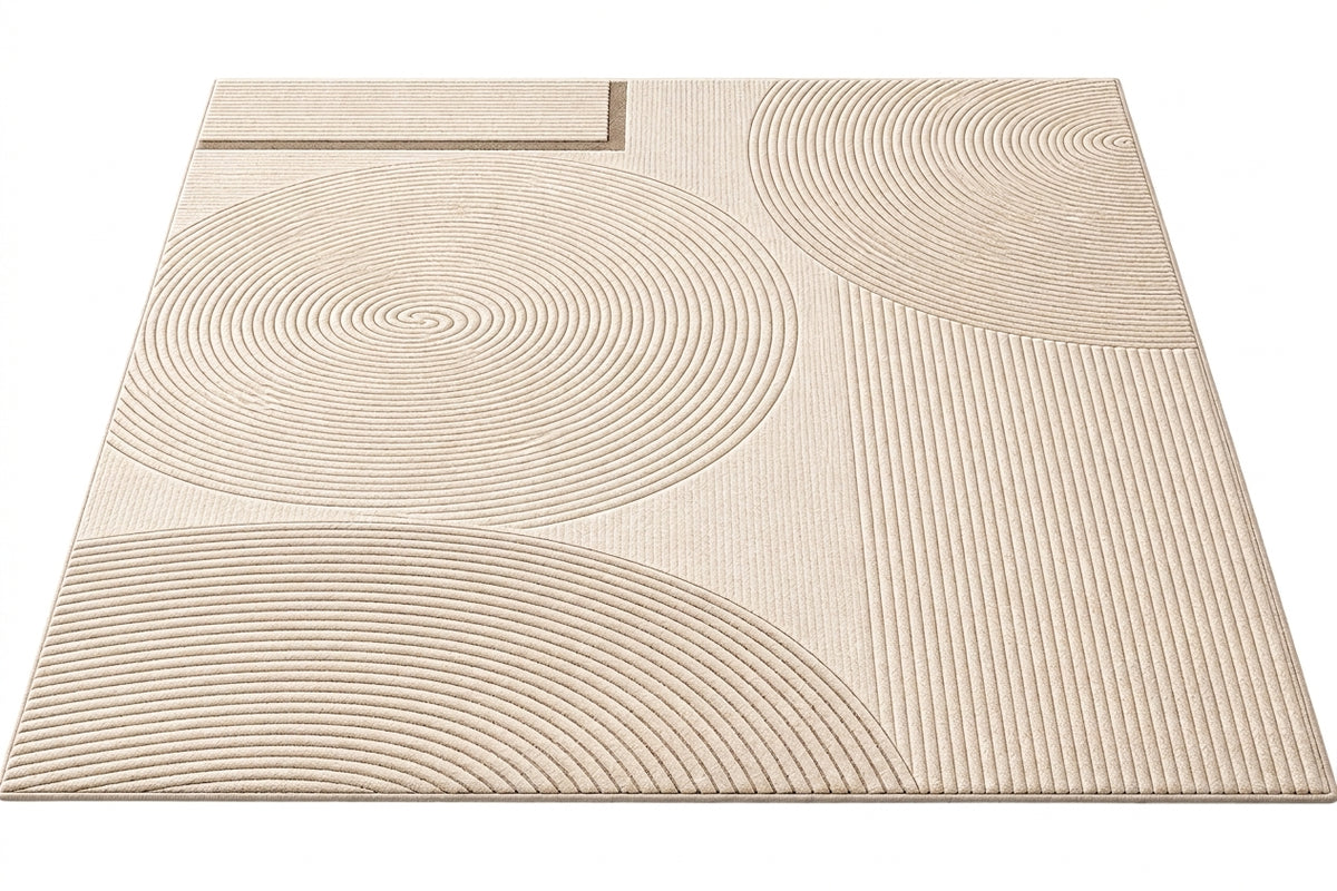 Tapis LUNA — Tapis beige crème à motif graphique en relief