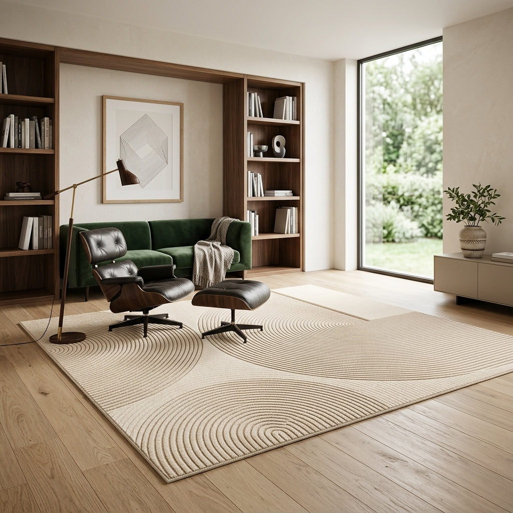 Tapis SUNA — Tapis beige sable avec motif en relief