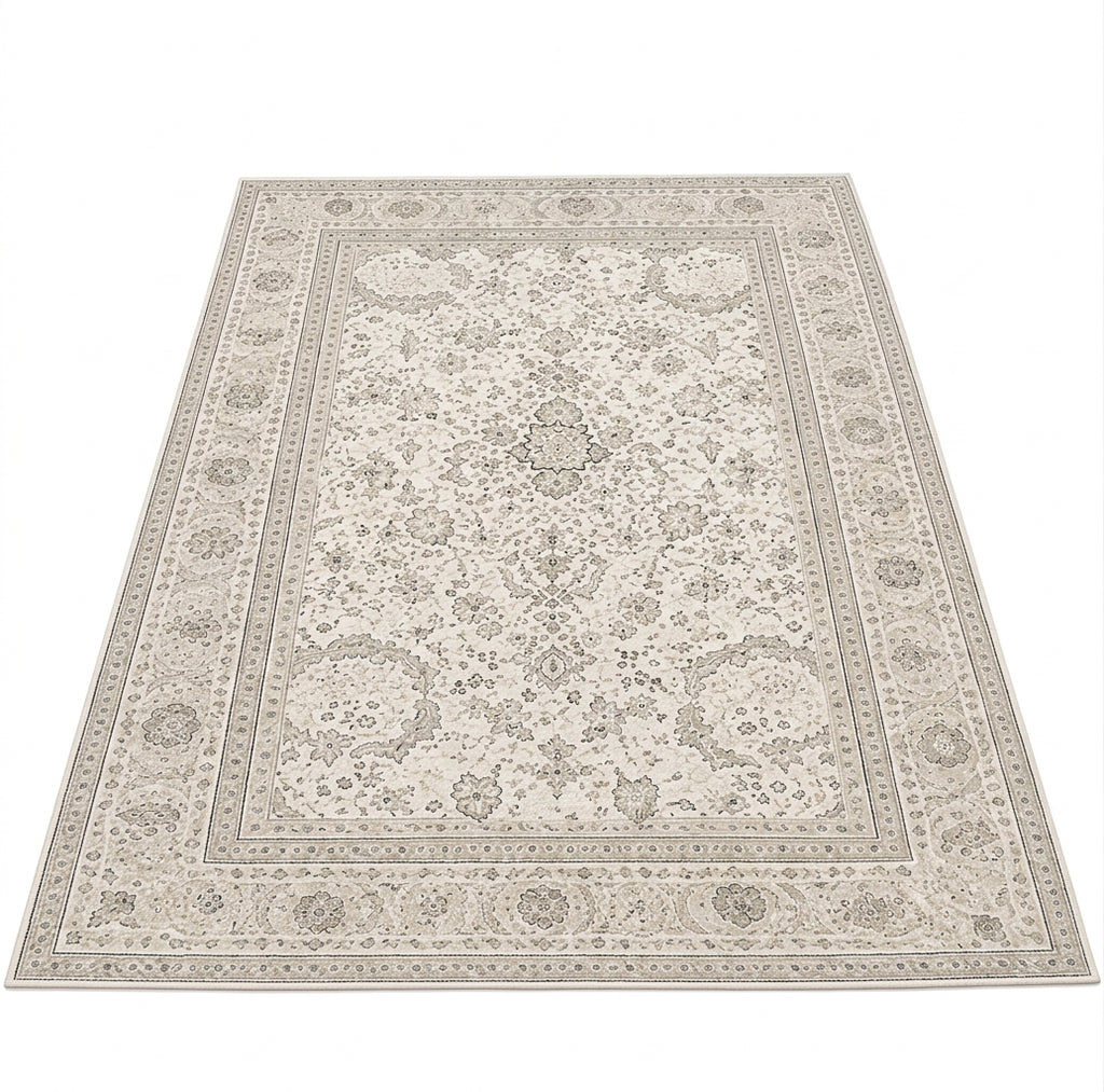 Tapis ÉLÉA — Tapis beige vintage à motifs floraux