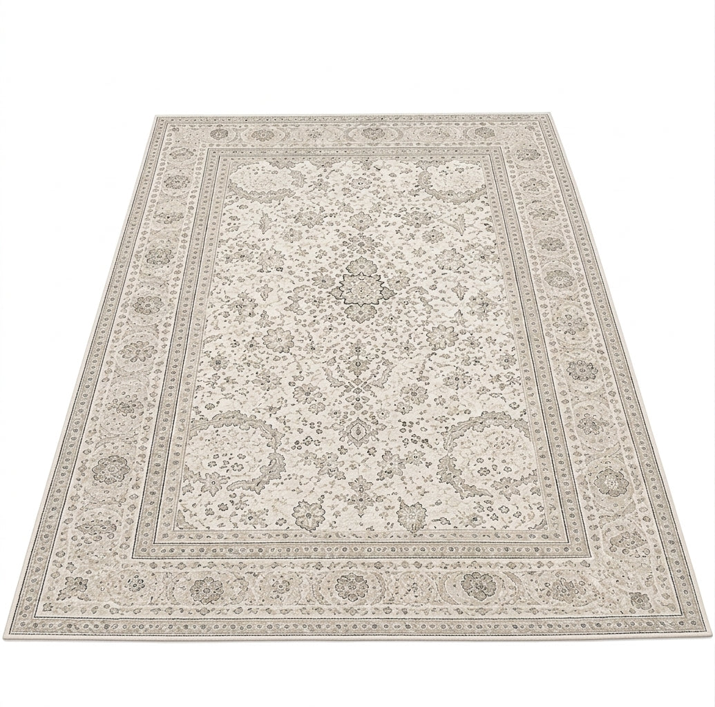 Tapis ÉLÉA — Tapis beige vintage à motifs floraux