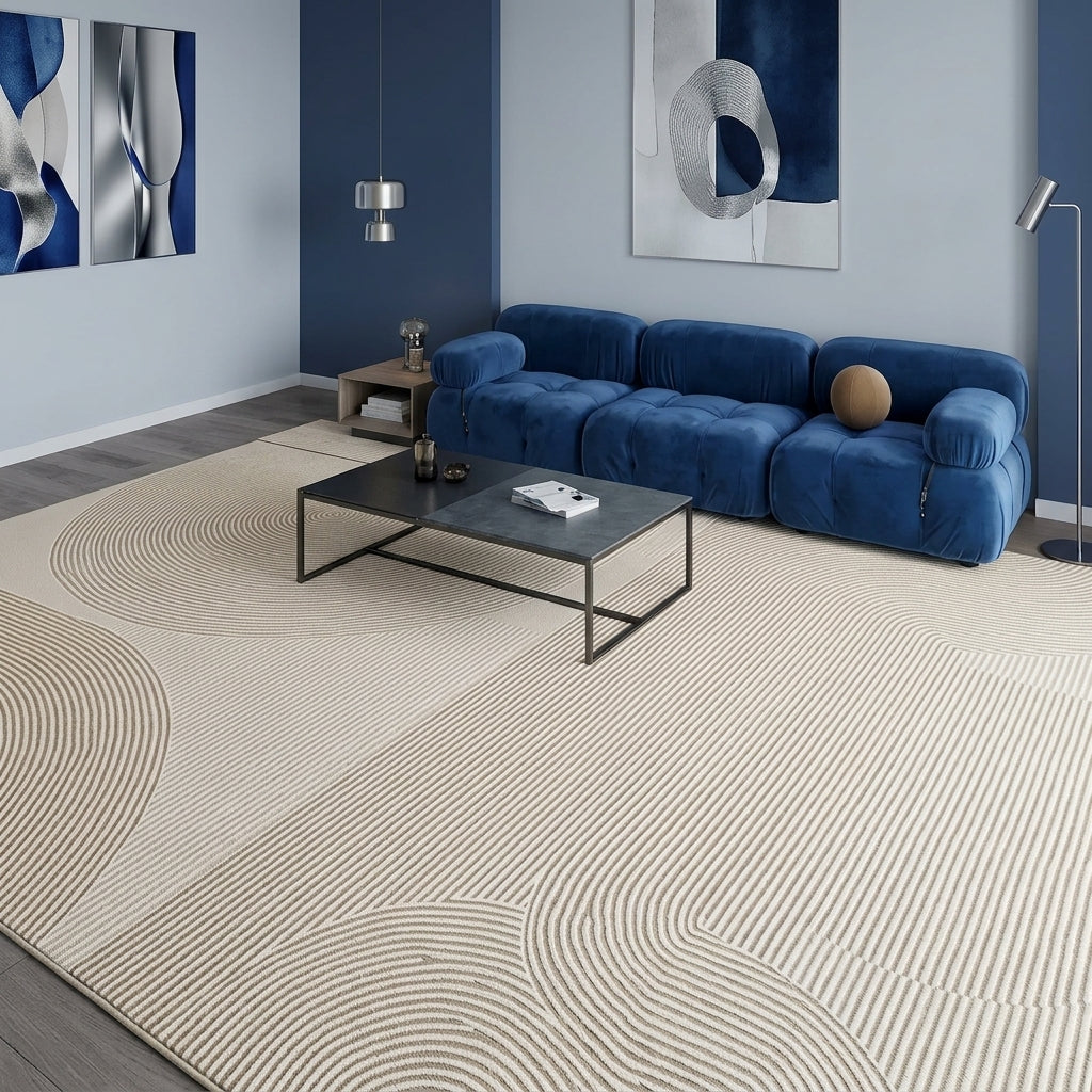 Tapis LUNA — Tapis beige crème à motif graphique en relief