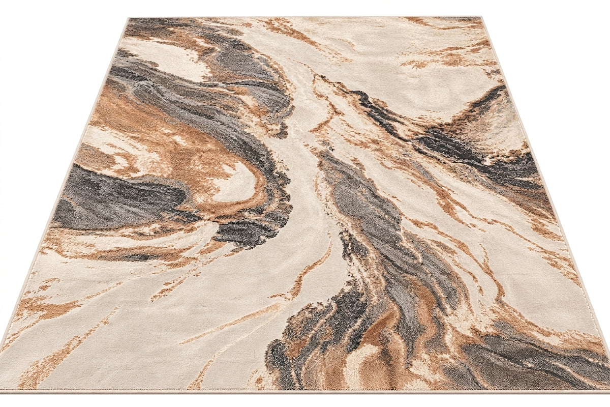Tapis AURA — Tapis beige aux motifs effet marbre