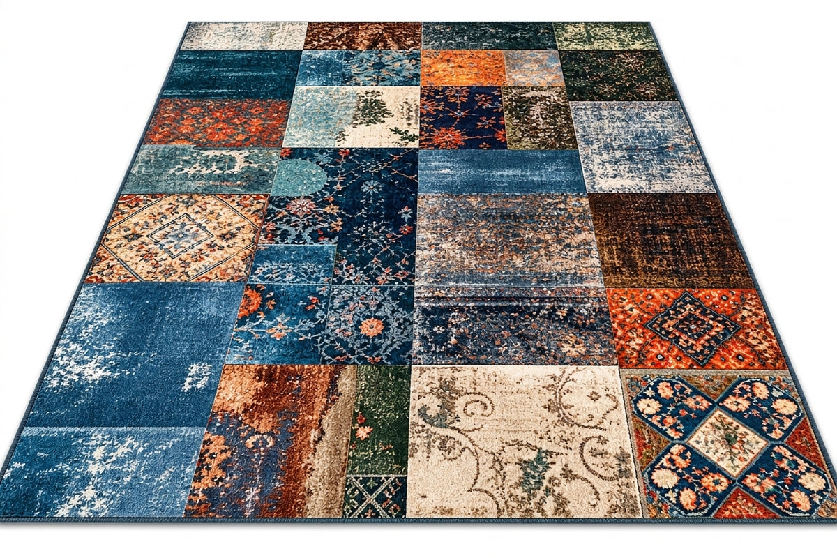 Tapis MAYA — Tapis patchwork multicolore aux motifs vintage