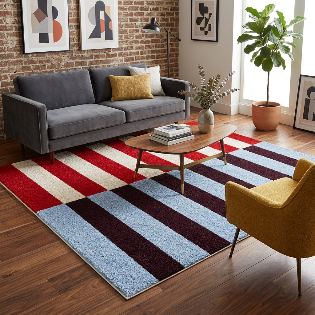 Tapis NOVA — Tapis graphique multicolore à rayures