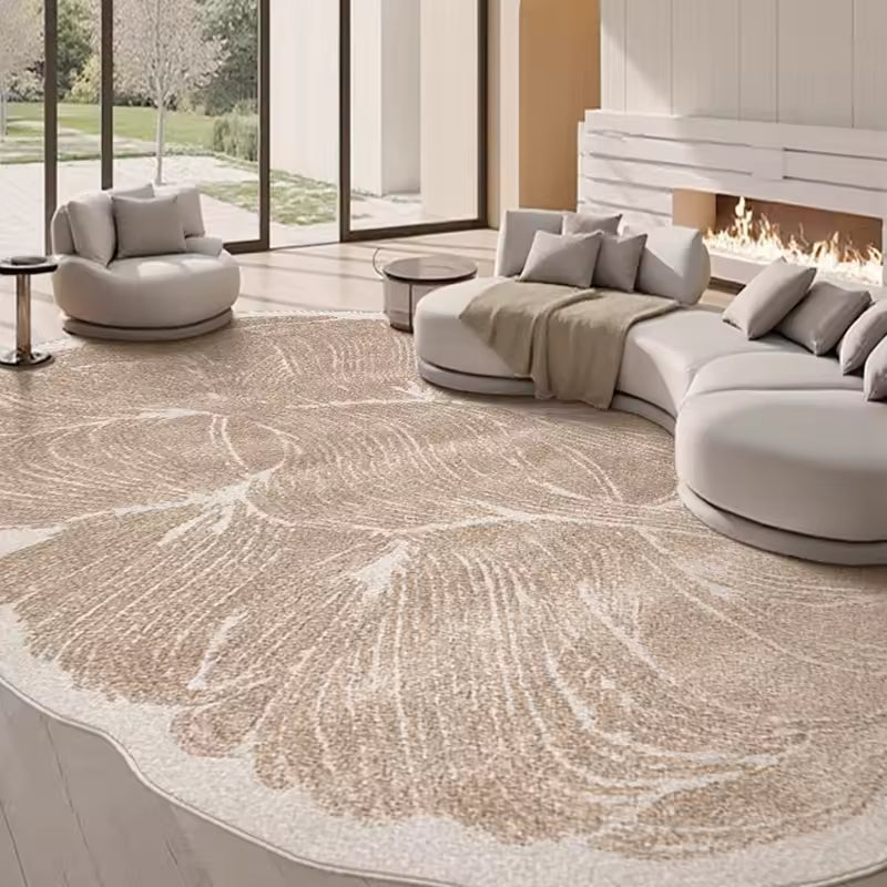 Tapis FLORA — Tapis beige en forme de fleur au motif organique